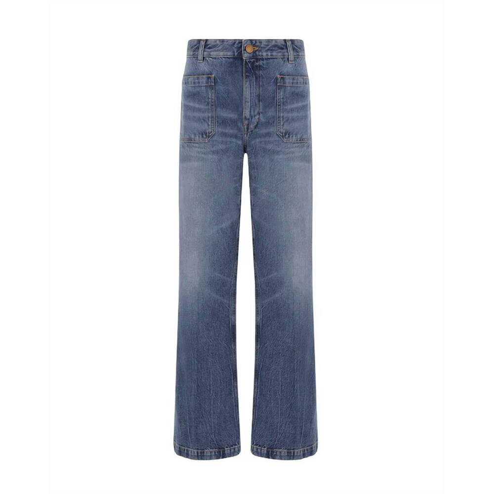 NEW SEAFARER women's curt denim flared jeans in blue